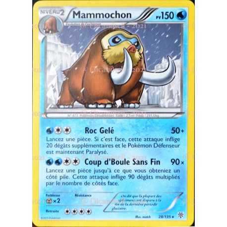 carte Pokémon 28/135 Mammochon 150 PV BW09 - Tempête Plasma NEUF FR 