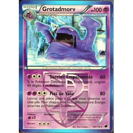 carte Pokémon Grotadmorv 100 PV 46/116 GLACIATION PLASMA NEUF FR 
