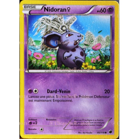 carte Pokémon Nidoran F 60 PV 40/116 GLACIATION PLASMA NEUF FR 