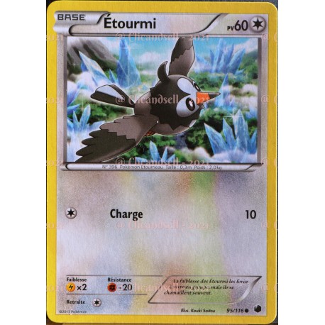carte Pokémon Etourmi 60 PV 95/116 GLACIATION PLASMA NEUF FR 