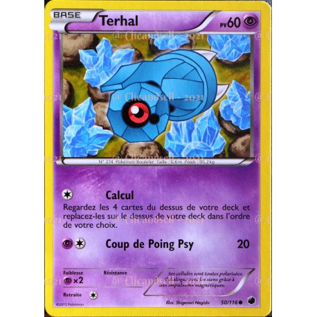 carte Pokémon Terhal 60 PV 50/116 GLACIATION PLASMA NEUF FR 