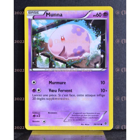 carte Pokémon 39/101 Munna 60 PV Série BW Explosion Plasma NEUF FR 