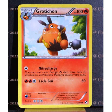 carte Pokémon 17/114 Grotichon Noir & Blanc NEUF FR 