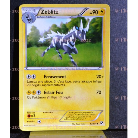 carte Pokémon 42/114 Zéblitz Noir & Blanc NEUF FR 