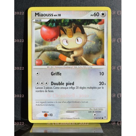 carte Pokémon 114/147 Miaouss Lv.18 60 PV Platine VS NEUF FR 