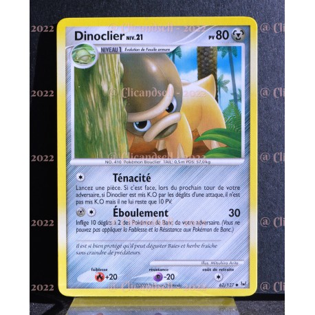 carte Pokémon 62/127 Dinoclier Lv.21 80 PV Platine NEUF FR 