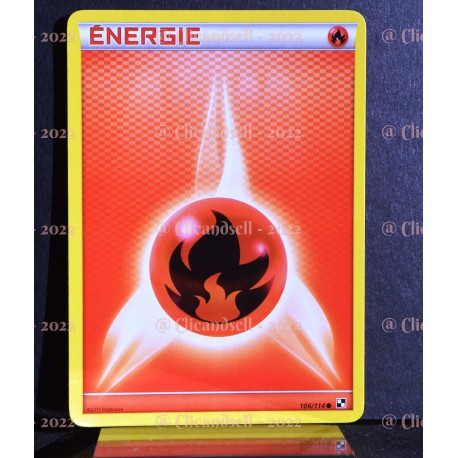 carte Pokémon 106/114 Énergie Feu Noir & Blanc NEUF FR 