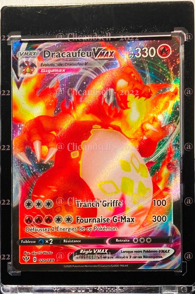 Carte pokemon - Dracaufeu Vmax - 020/189 - ultra-rare - épée et bouclier 3  ténèbres embrasées - version Française