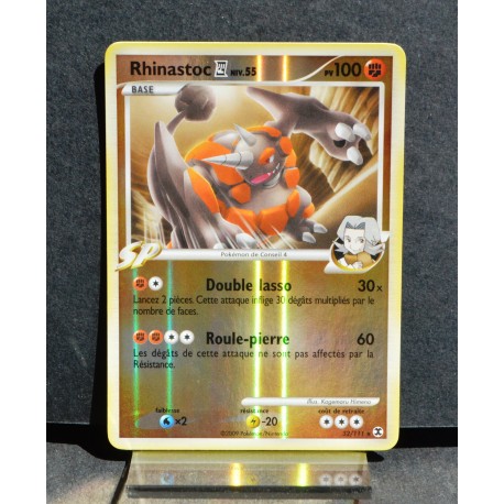 carte Pokémon 32/111 Rhinastoc - REVERSE 100 PV Platine Rivaux Émerg. NEUF FR