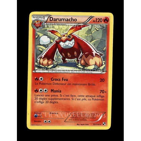 carte Pokémon 25/114 Darumacho 120 PV Noir & Blanc NEUF FR