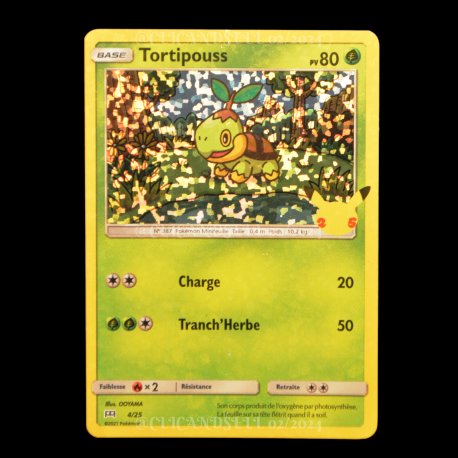 carte Pokémon 4/25 Tortipouss HOLO - 80 PV Promo 25 Ans NEUF FR